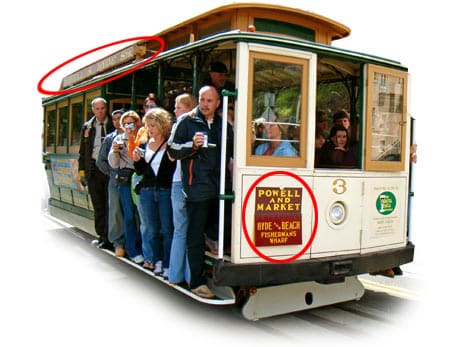 Označení trasy tramvaje v San Francisku