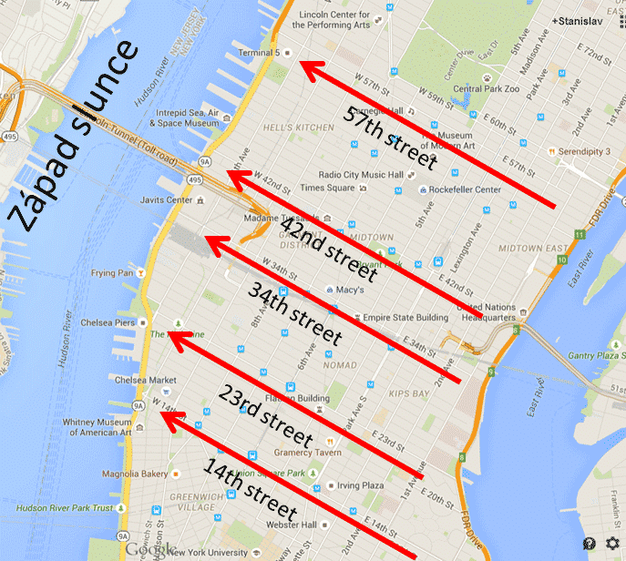Manhattanhenge - mapa