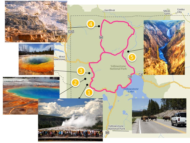 Yellowstone - mapa