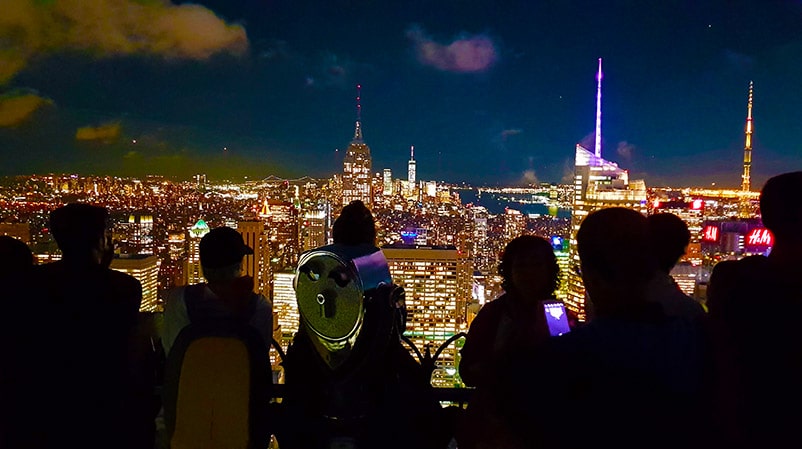 Výhled z Top Rock New York večer