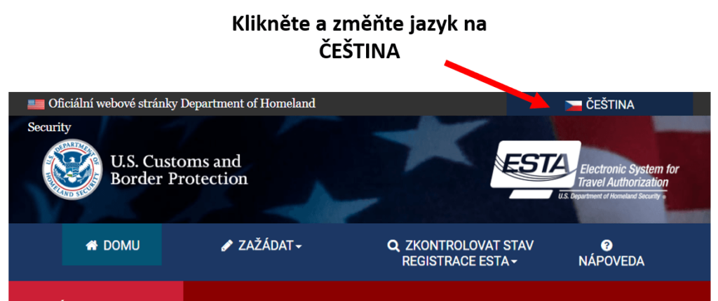Změna jazyka na ČEŠTINA